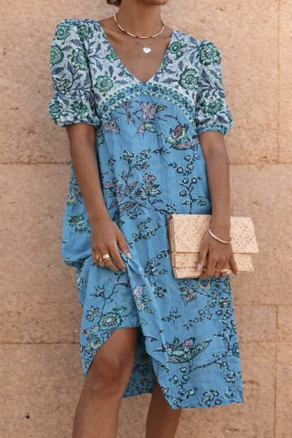 Floral V-Neck Mid-Length Dress by Elizabeth Ainsley