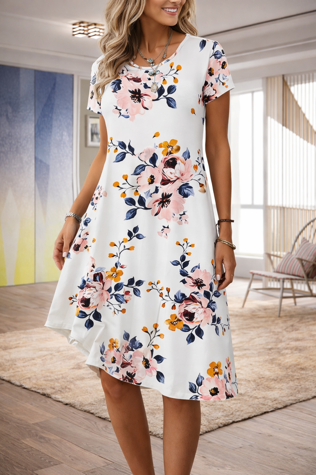 Floral Print Elizabeth Ainsley Summer A-Line Dress