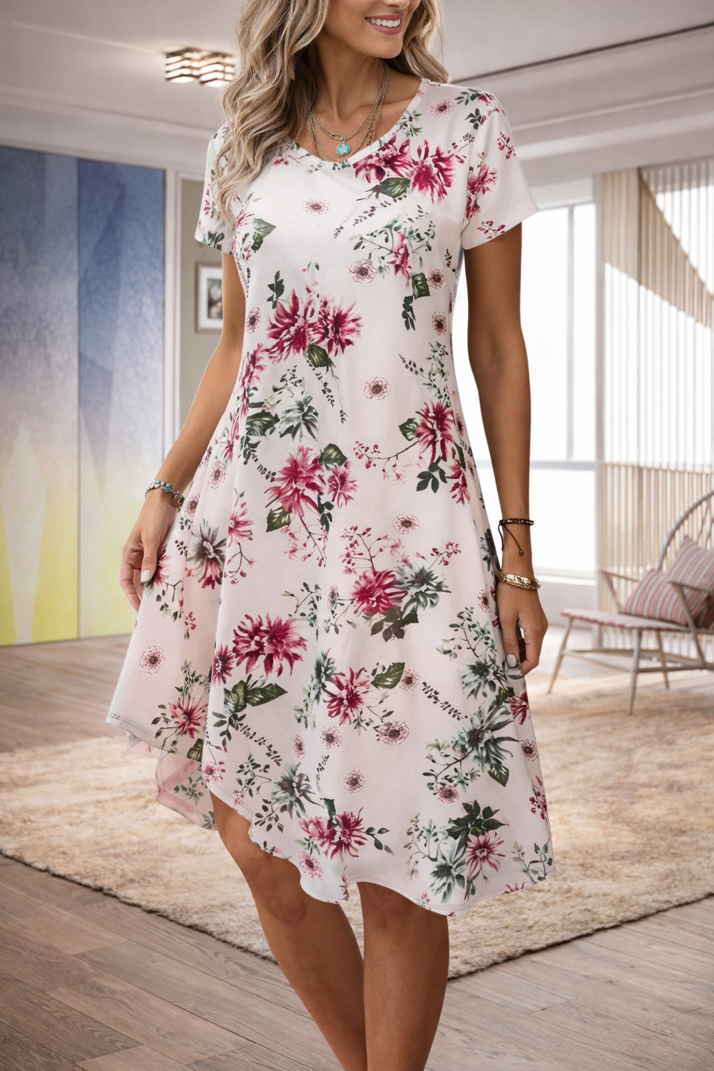Floral Print Elizabeth Ainsley Summer A-Line Dress