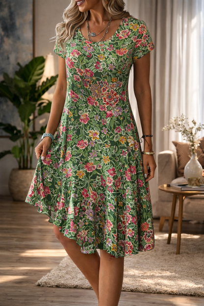 Floral Print Elizabeth Ainsley Summer A-Line Dress