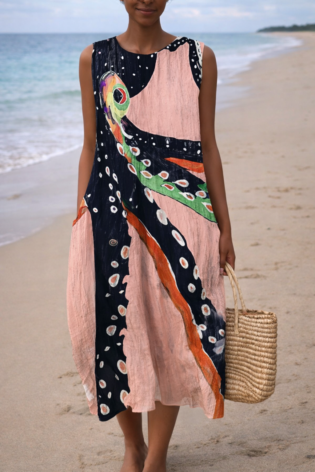 Vibrant Sleeveless Print Dress by Elizabeth Ainsley
