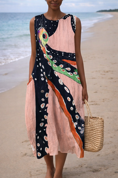 Vibrant Sleeveless Print Dress by Elizabeth Ainsley