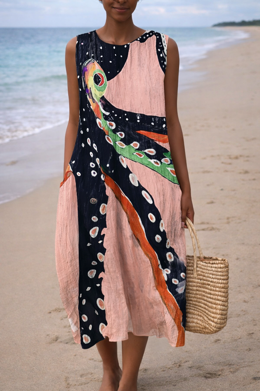 Vibrant Sleeveless Print Dress by Elizabeth Ainsley