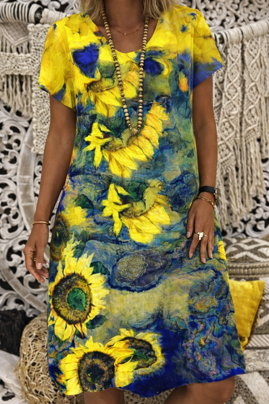 Floral V-Neck Midi Dress by Elizabeth Ainsley