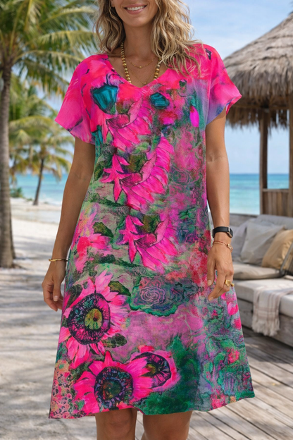 Floral V-Neck Midi Dress by Elizabeth Ainsley