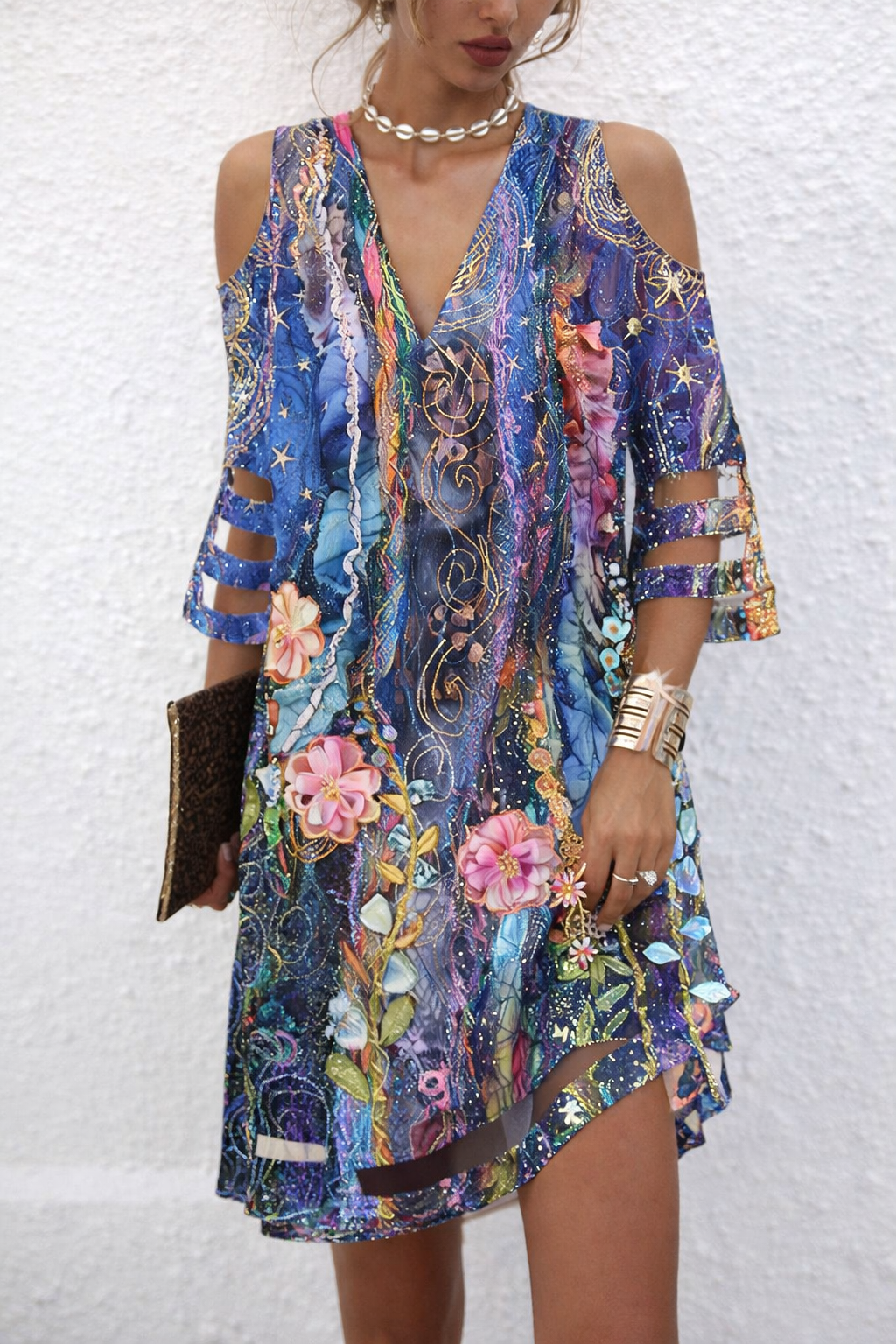 Chic Mesh V-Neck Dress by Elizabeth Ainsley