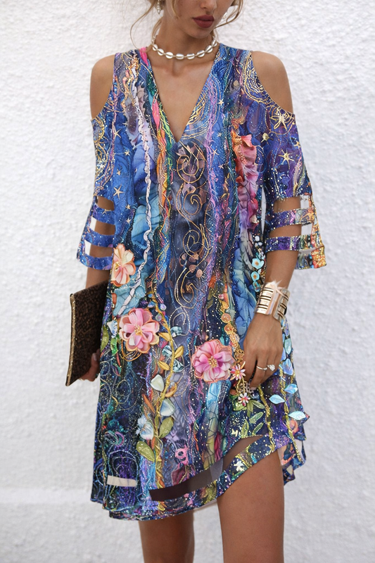 Chic Mesh V-Neck Dress by Elizabeth Ainsley