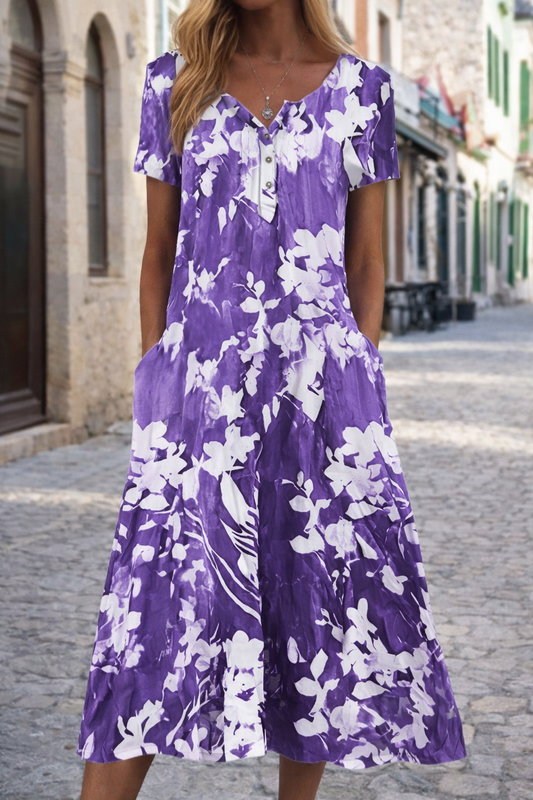 Artful 3D Print Dress by Elizabeth Ainsley, Short Sleeve