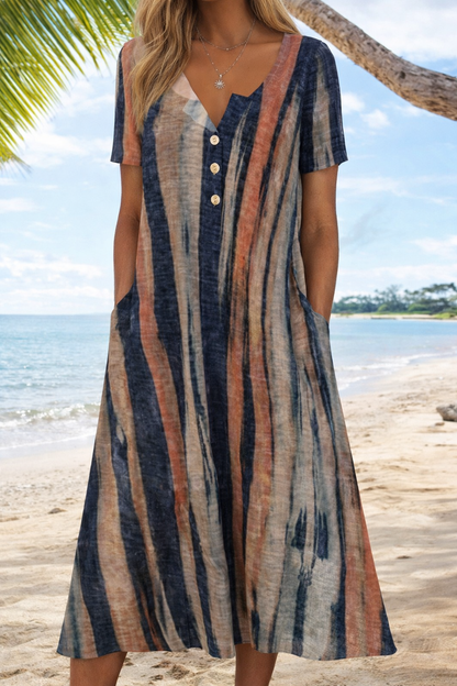 Artful 3D Print Dress by Elizabeth Ainsley, Short Sleeve