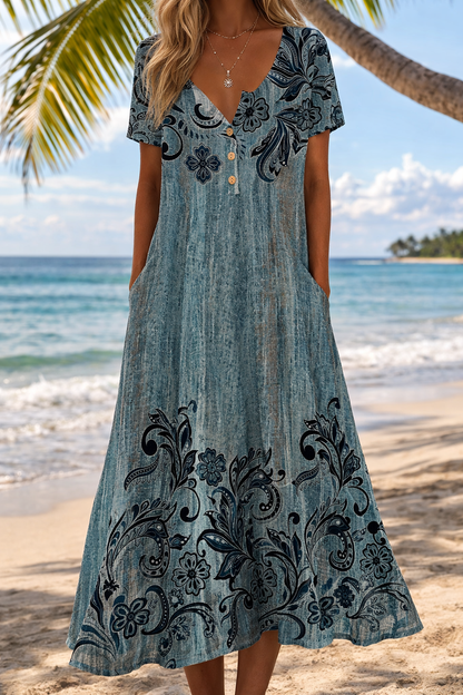 Artful 3D Print Dress by Elizabeth Ainsley, Short Sleeve