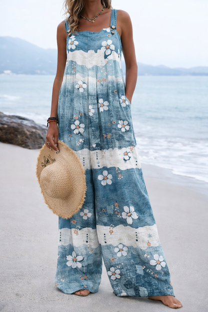 Vibrant Print Elizabeth Ainsley Wide Leg Romper