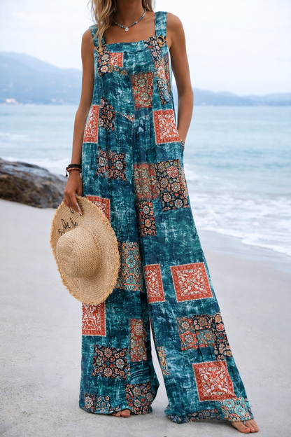 Vibrant Print Elizabeth Ainsley Wide Leg Romper