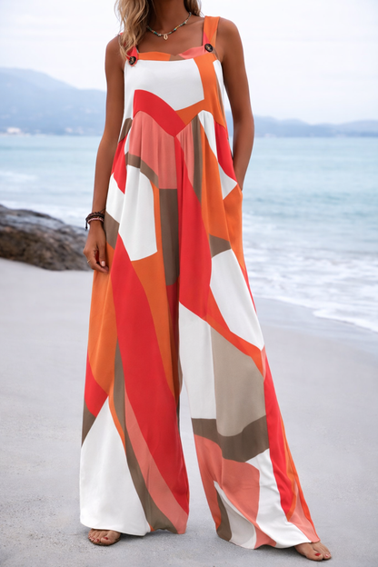 Vibrant Print Elizabeth Ainsley Wide Leg Romper