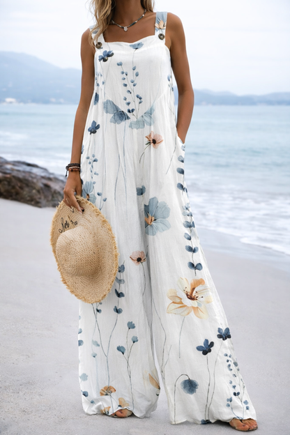 Vibrant Print Elizabeth Ainsley Wide Leg Romper