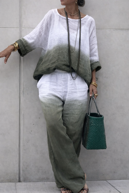 Gradient Linen Two-Piece Set by Elizabeth Ainsley