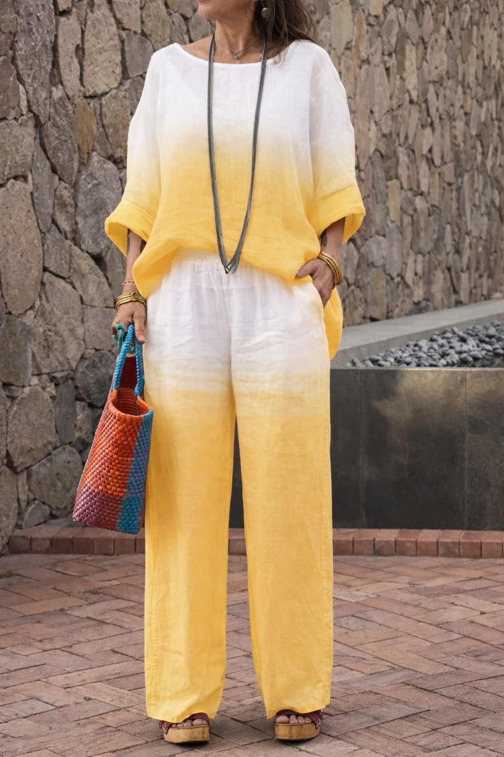 Gradient Linen Two-Piece Set by Elizabeth Ainsley