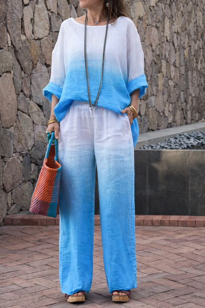 Gradient Linen Two-Piece Set by Elizabeth Ainsley