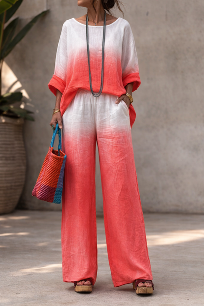 Gradient Linen Two-Piece Set by Elizabeth Ainsley