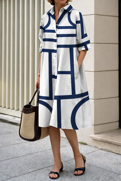 Modern Geometric Elizabeth Ainsley Shirt Dress