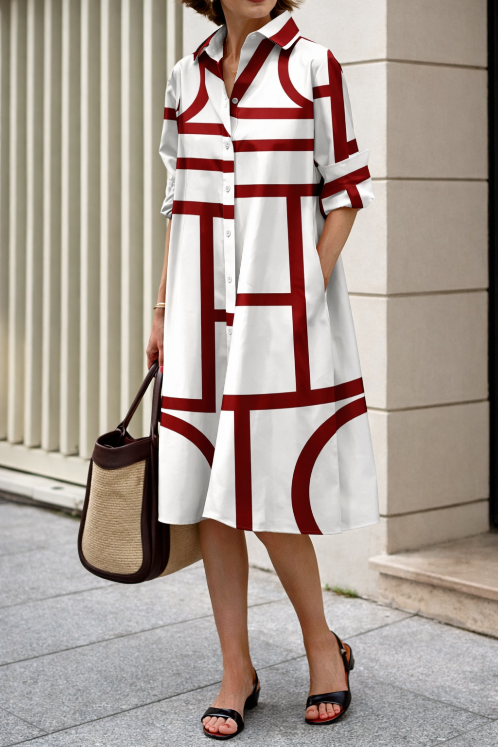 Modern Geometric Elizabeth Ainsley Shirt Dress
