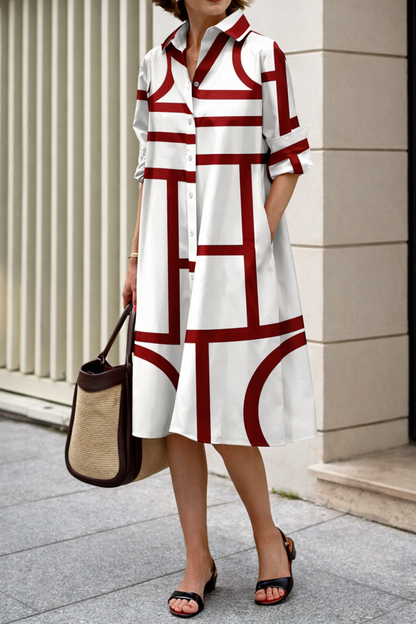 Modern Geometric Elizabeth Ainsley Shirt Dress