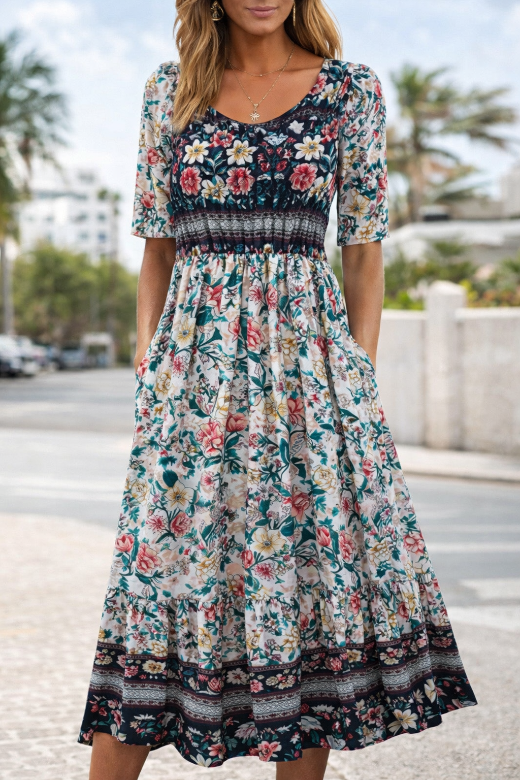 Bohemian Floral Maxi Dress by Elizabeth Ainsley