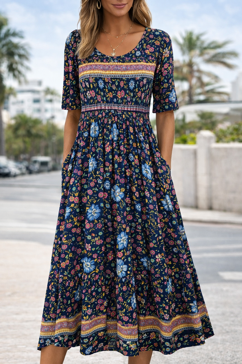 Bohemian Floral Maxi Dress by Elizabeth Ainsley