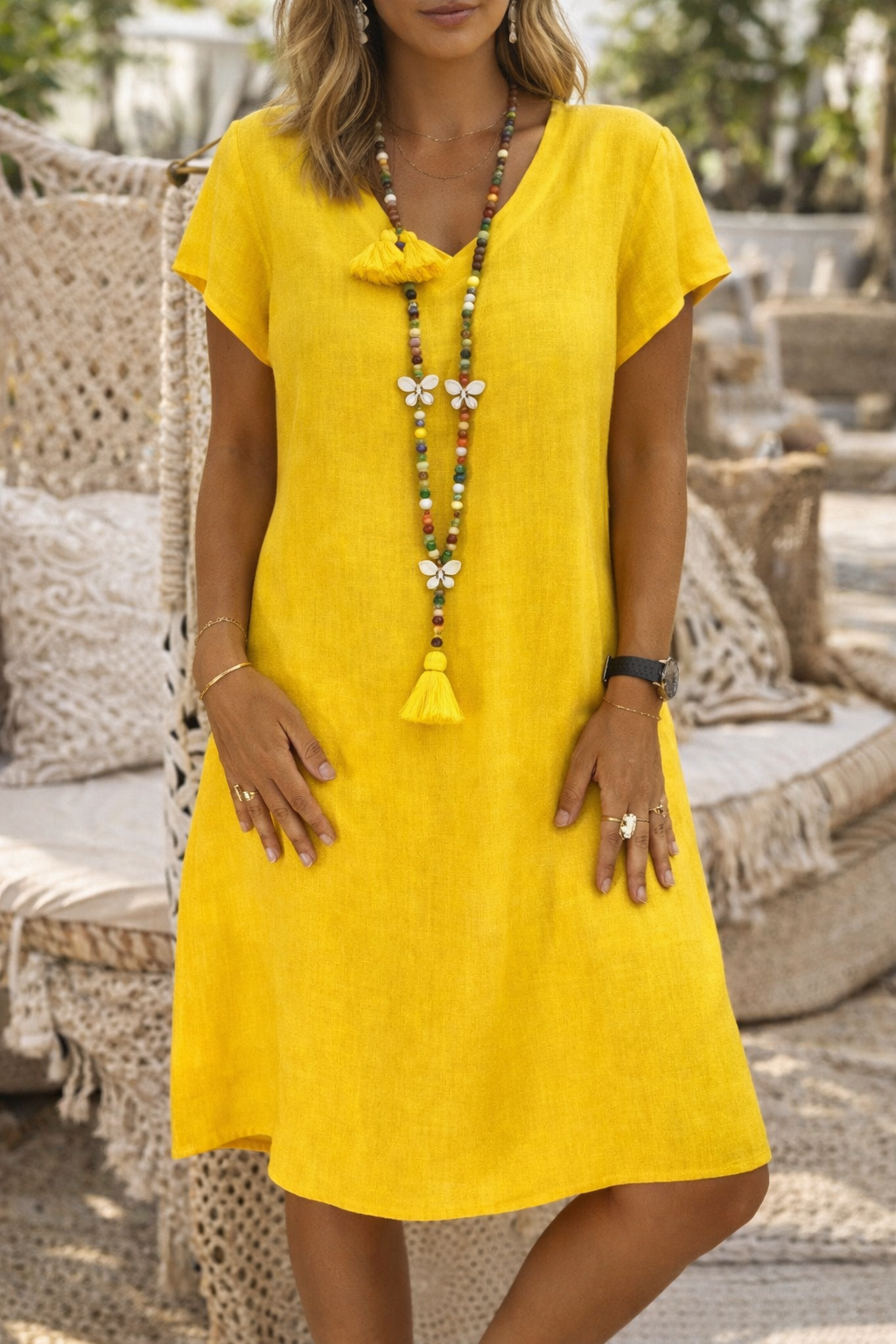 Vibrant V-Neck Everyday Dress by Elizabeth Ainsley