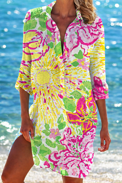 Vibrant Crepe Beach Cover-Up by Elizabeth Ainsley
