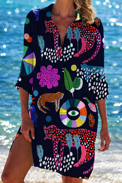 Vibrant Crepe Beach Cover-Up by Elizabeth Ainsley