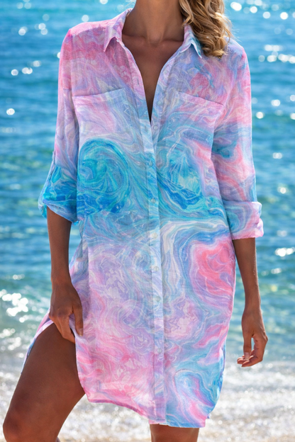 Vibrant Crepe Beach Cover-Up by Elizabeth Ainsley