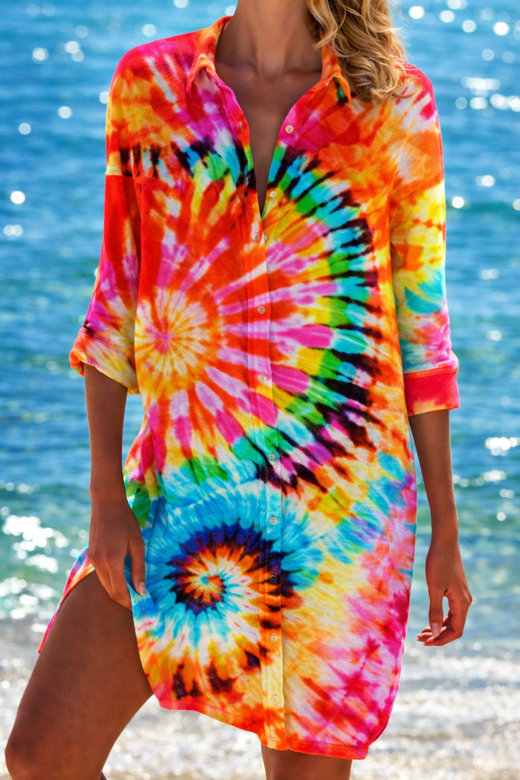 Vibrant Crepe Beach Cover-Up by Elizabeth Ainsley