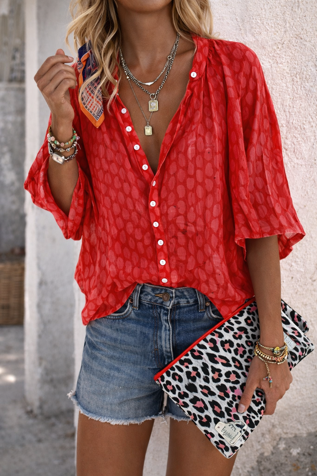 Chic Print Lantern Sleeve Shirt by Elizabeth Ainsley