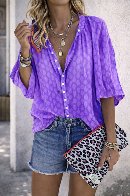 Chic Print Lantern Sleeve Shirt by Elizabeth Ainsley