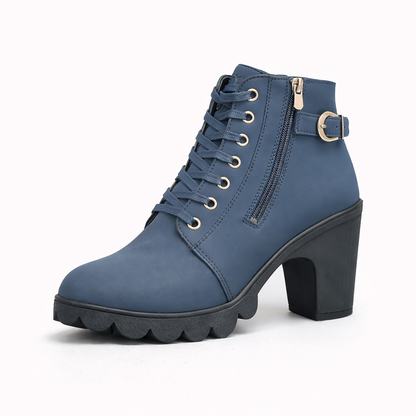 Elizabeth Ainsley Leopard Print Ankle Boots - Square Heel