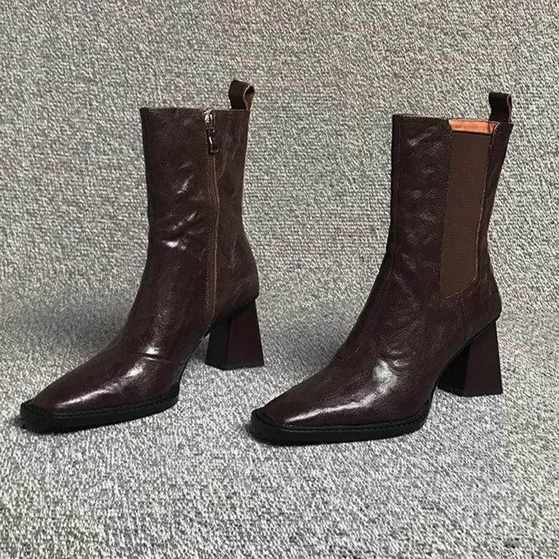 Ivanna | Women’s Orthopedic Block Heel Leather Ankle Boots