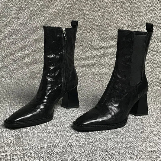 Ivanna | Women’s Orthopedic Block Heel Leather Ankle Boots