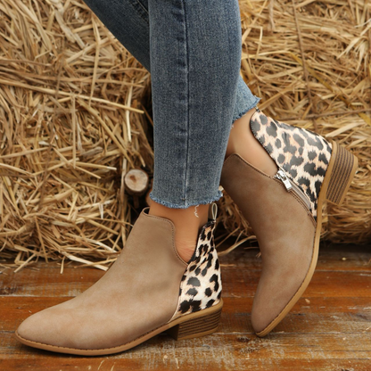 Elizabeth Ainsley Low Heel Martin Boots - Side Zipper