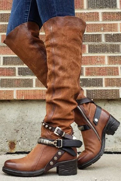 Georgia | Women’s Orthopedic Knee-High Riding Boots with Buckle Straps