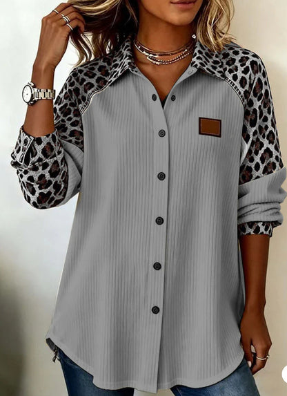 Trendy Printed Lapel Blouse by Elizabeth Ainsley