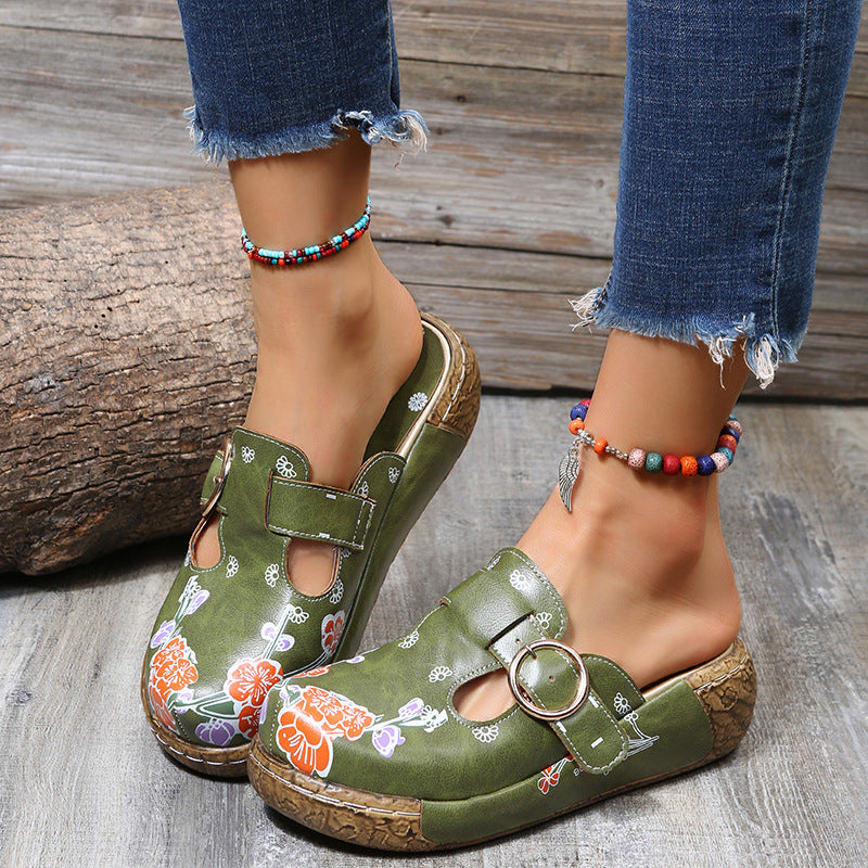 Boho Floral Elizabeth Ainsley Platform Clogs Sandals