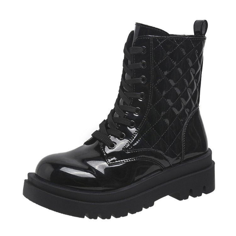 Elizabeth Ainsley Quilted Platform Boots - Thick Heel