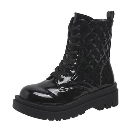 Elizabeth Ainsley Quilted Platform Boots - Thick Heel