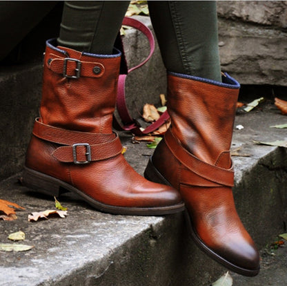 Elizabeth Ainsley Retro Leather Boots - Slip-On Support