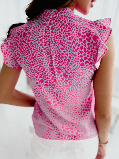 Vibrant Ruffled V-Neck Blouse by Elizabeth Ainsley