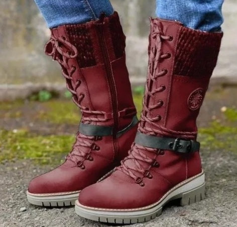 Makoto | Knit-Cuff Lace-Up Orthopedic Winter Boots