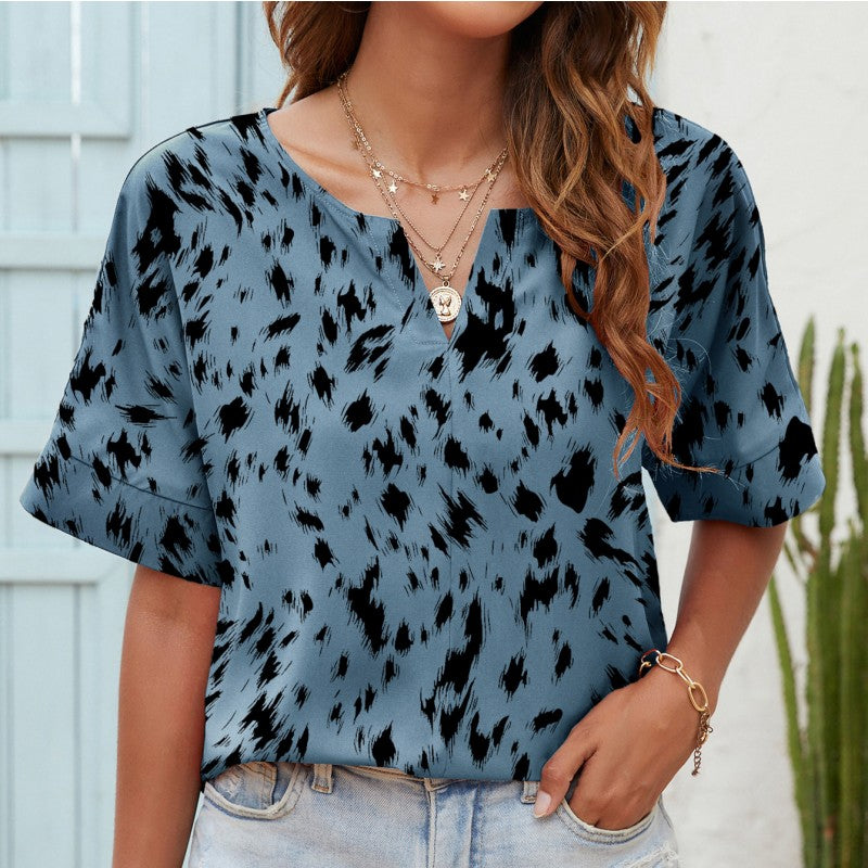 Printed V-Neck Everyday Top by Elizabeth Ainsley