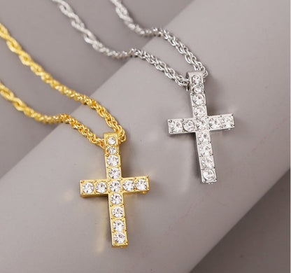 Crystal Cross Pendant Necklace – Elegant Faith-Inspired Chain