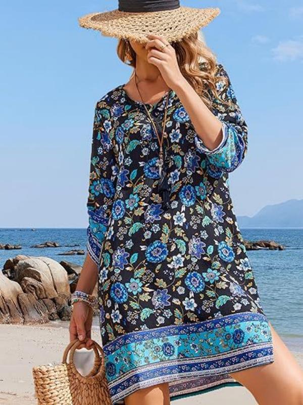 Boho Floral Elizabeth Ainsley Tassel Mini Dress
