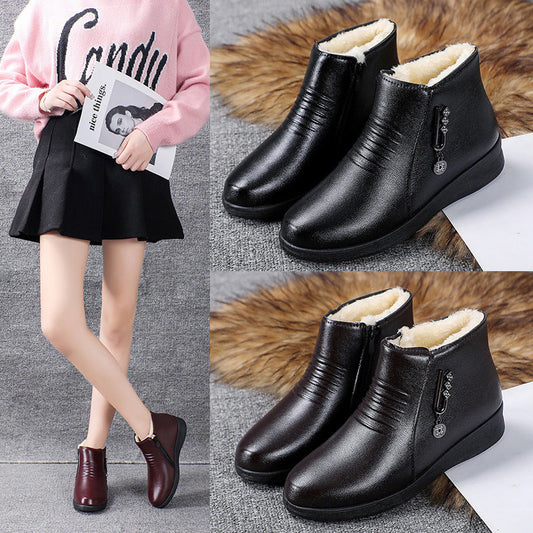 Elizabeth Ainsley Fleece-Lined Leather Shoes - Flat Comfort